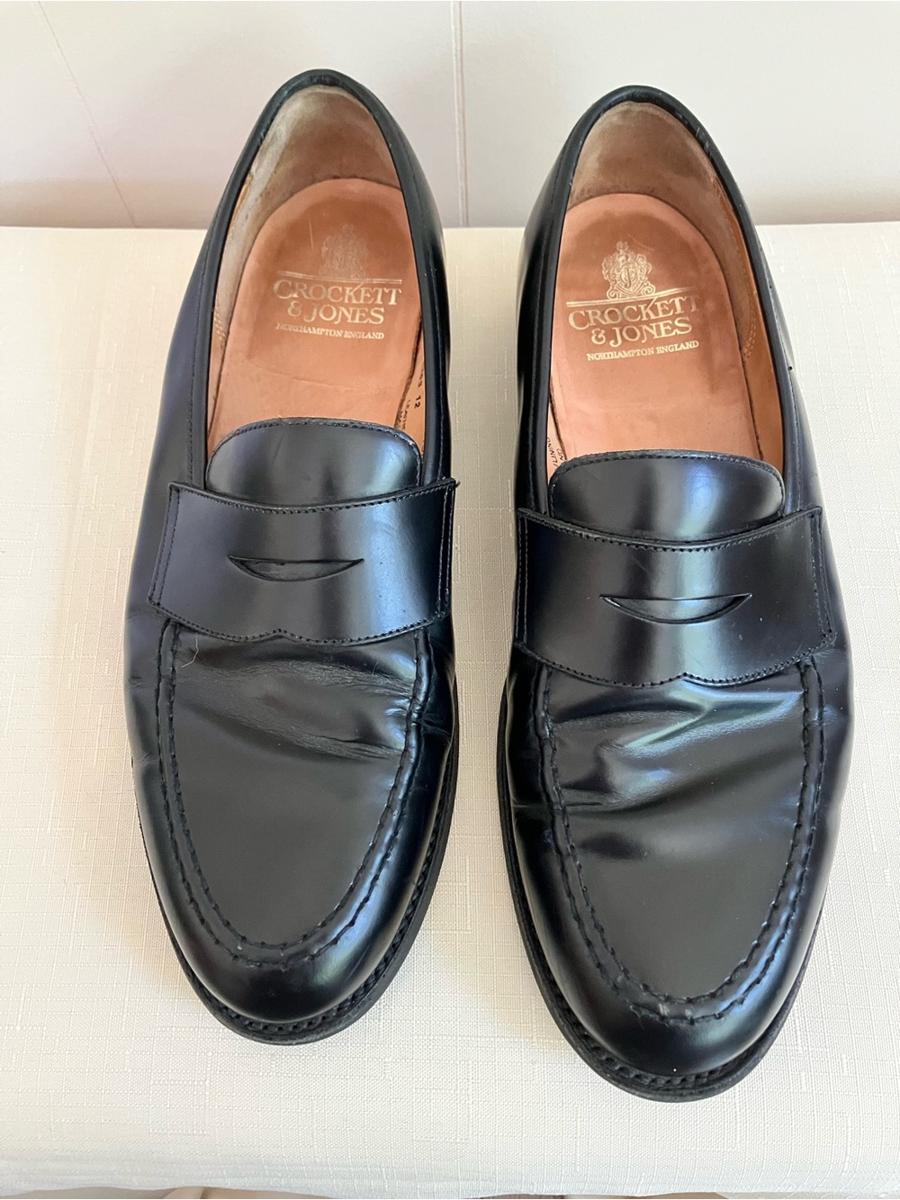 Crockett & Jones Black Leather Penny Loafers for Men made in England US size 11